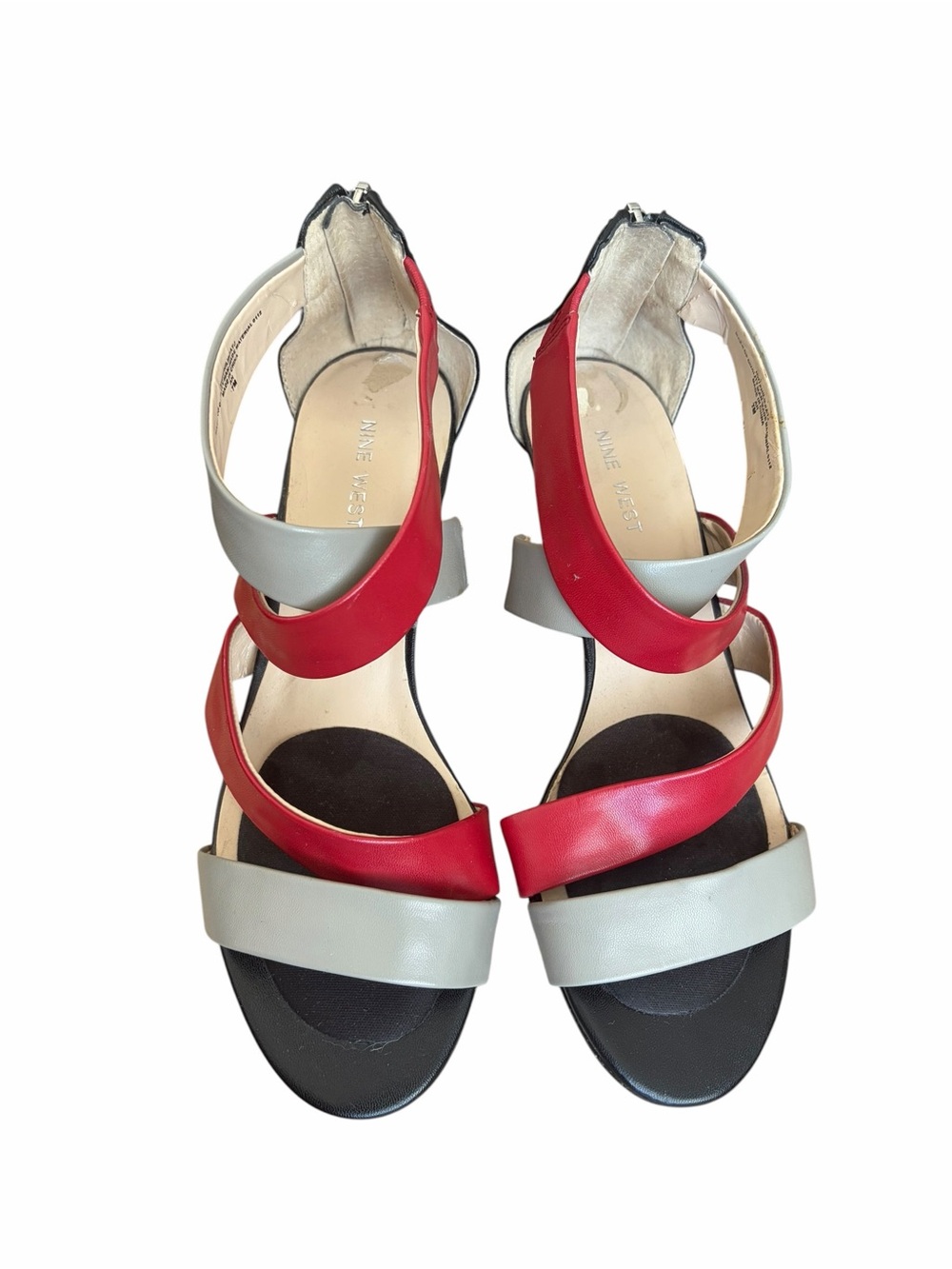 Nine West Colorblock Strappy Wedge Sandals Back Zip